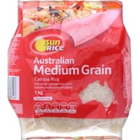 sun rice medium grain rice calrose white 1kg