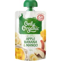 only organic stage 2 baby food apple, banana & mango 120g
