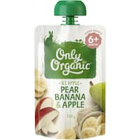 only organic stage 2 baby food pear, apple & banana 120g