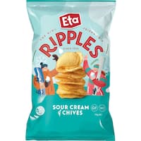 eta ripples potato chips sour cream & chives 150g
