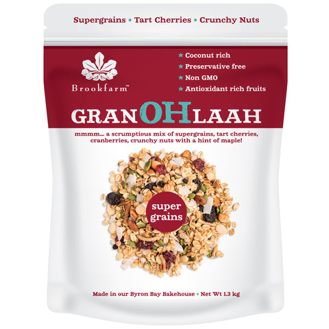 BROOKFARM SUPERGRAINS GRANOHLAAH /CRANBERRIES & TART CHERRIES 1.3KG