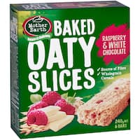 mother earth oaty slices muesli slice raspberry & white choc 240g 6pk