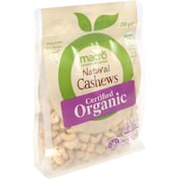 macro organic natural cashews raw 250g