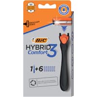 bic hybrid comfort shaver + 6 disposable cartidges