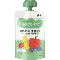 natureland baby food banana berry puree 120g