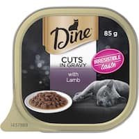 dine wet cat food cuts in gravy with lamb 85g