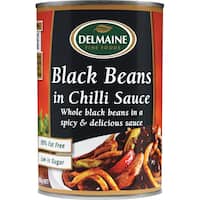 delmaine beans black in chilli sauce 390g