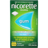 nicorette smoking remedy icy mint gum 4mg 105pk