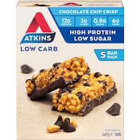 atkins day break nutrition bar chocolate chip crisp 185g 5pk