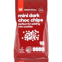 essentials choc chips dark 250g