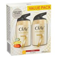 olay total effects moisturiser normal uv 50g twin pack