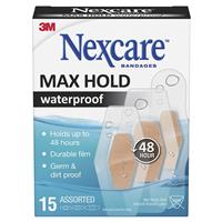nexcare max hold waterproof strips assorted 15 pack