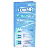 oral b superfloss dental floss pre-cut strands 50 pack