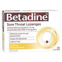 betadine sore throat lozenges honey & lemon 16