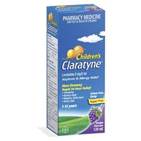 claratyne children's hayfever & allergy relief antihistamine grape flavoured syrup 120ml