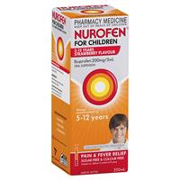 nurofen for children ibuprofen 5-12 years strawberry 200ml