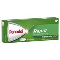 panadol rapid paracetamol pain relief caplets 500mg 20