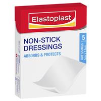 elastoplast 21100 non-stick wound dressing 7.5cm x 5cm 5 pack