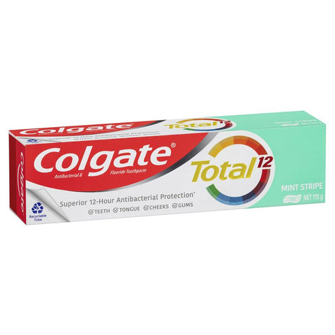 colgate total mint stripe antibacterial fluoride gel toothpaste 115g
