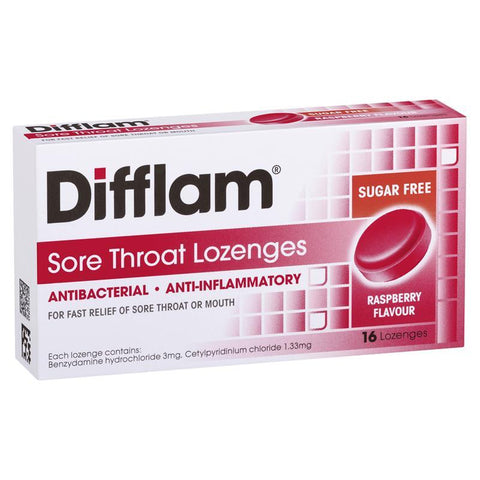 difflam sugar free raspberry 16 lozenges