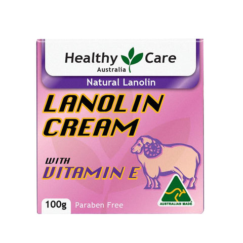 healthy care natural lanolin & vitamin e cream 100g