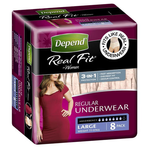 depend women real fit underwear 8 large