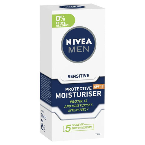nivea men sensitive protective moisturiser spf 15 75ml