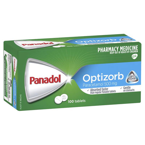 panadol with optizorb paracetamol pain relief 500mg 100 tablets