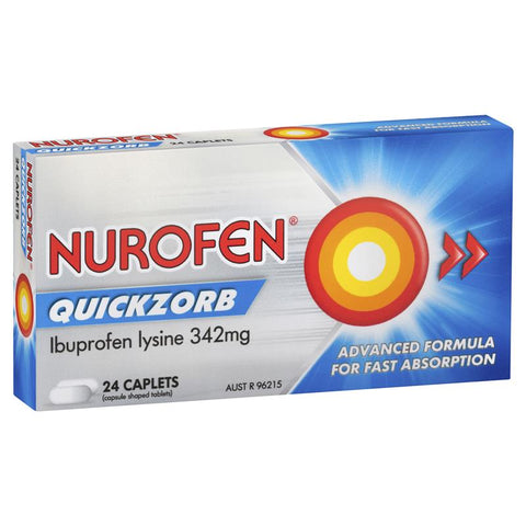 nurofen ibuprofen quickzorb fast pain relief 24 caplets