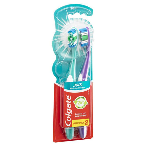 colgate toothbrush 360 degree soft twin pack