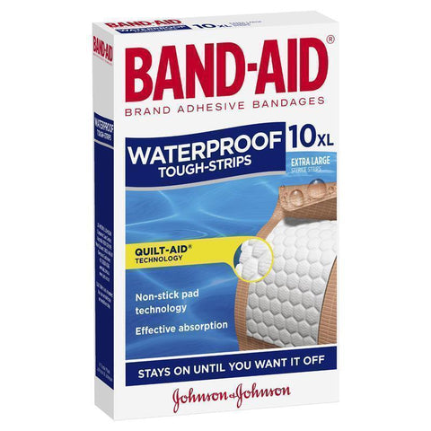 band-aid waterproof tough strips extra large 10 pack