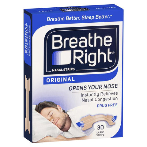 breathe right nasal strips tan large 30 pack
