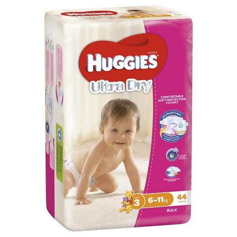 huggies ultra dry nappies size 3 girl 6-11kg bulk 44 pack