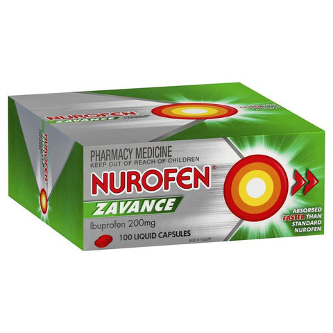 nurofen ibuprofen zavance fast pain relief 100 liquid capsules exclusive size
