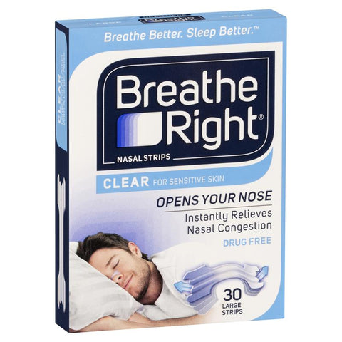 breathe right nasal strips clear large 30 pack