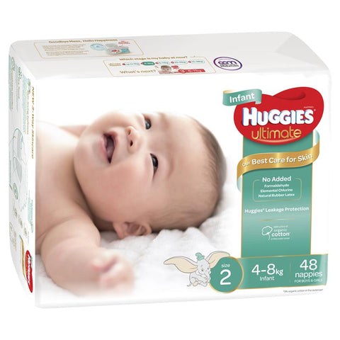 huggies ultimate nappies size 2 infant 4-8kg bulk 48 pack