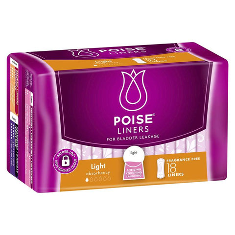 poise liners light 18 pack