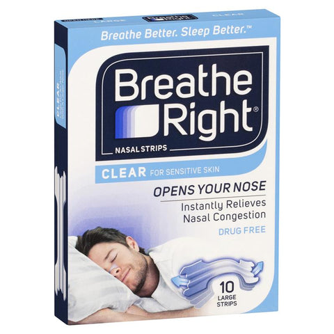 breathe right nasal strips clear large 10 pack