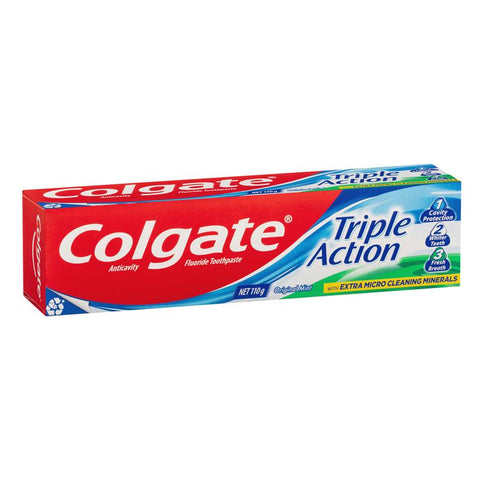 colgate triple action cavity protection fluoride original mint toothpaste 110g