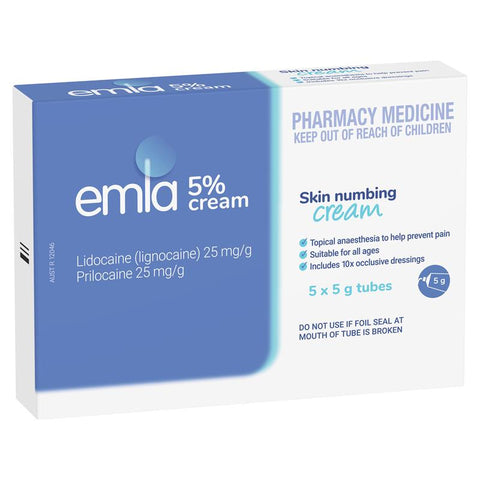 emla cream 5 x 5g + 10 dressings