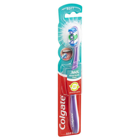 colgate 360° whole mouth clean soft bristles manual toothbrush 1 pack