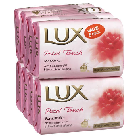 lux bar soap pink petal touch 85g 8 pack