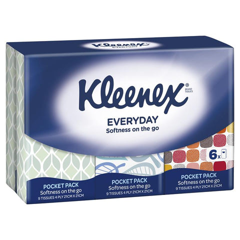 kleenex facial tissues 9 pocket ultra soft 6 pack
