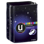 u by kotex ultra thin overnight long wing 8 pack