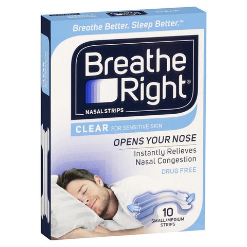 breathe right nasal strips clear regular 10 pack