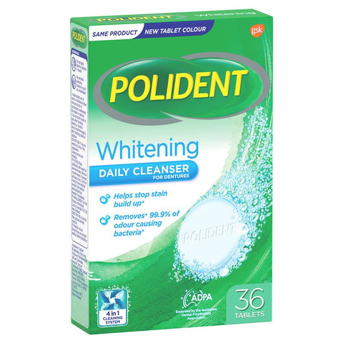 Polident Whitening Daily Cleanser for Dentures 36 Tablets