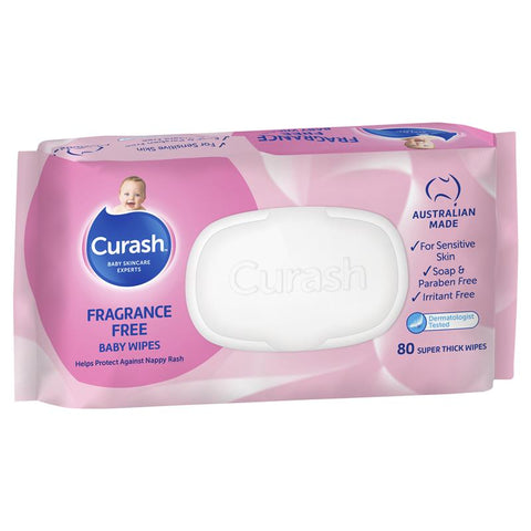 Curash Fragrance Free Baby Wipes 80