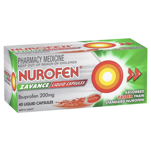 Nurofen Zavance Fast Pain Relief Liquid Capsules 200mg Ibuprofen 40 Pack