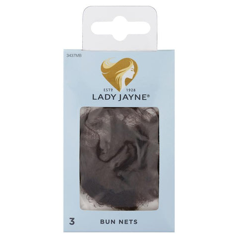 lady jayne 3437mb bun net medium brown 3 pack
