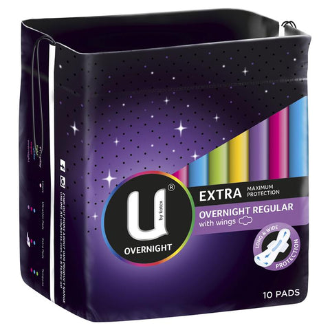 u by kotex maxi pads overnight with wings 10 pack